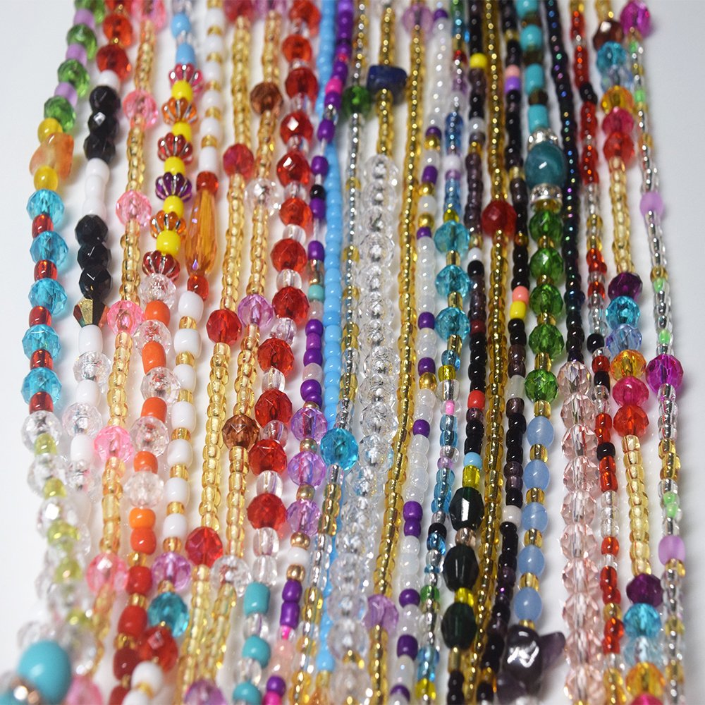 trending african multi colors crystal gold waist beads belly ring body chains jewelry on cotton cord tie on women bulk wholesale