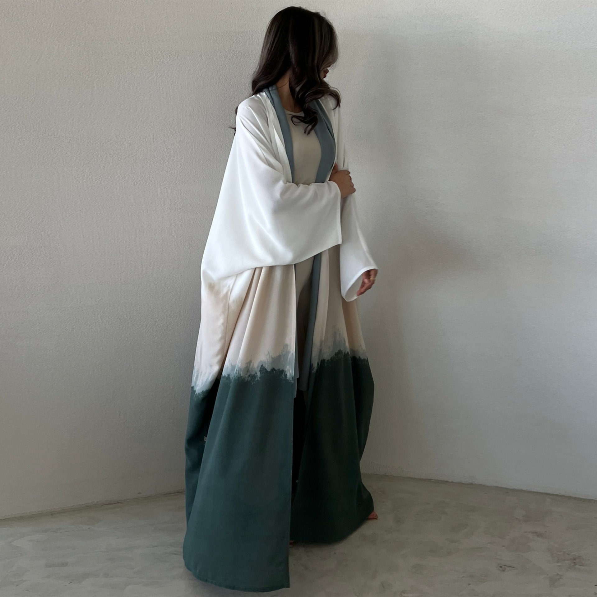 Summer New Front Open Abaya Cardigan Fashion Tie-Dye Color Kimono Clothing Dresses For Muslim Ladies Long Maxi Robe Kaftan Abaya