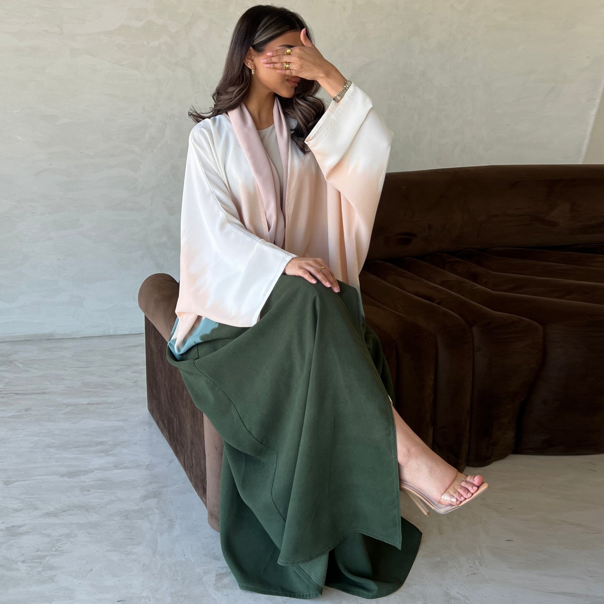 Summer New Front Open Abaya Cardigan Fashion Tie-Dye Color Kimono Clothing Dresses For Muslim Ladies Long Maxi Robe Kaftan Abaya