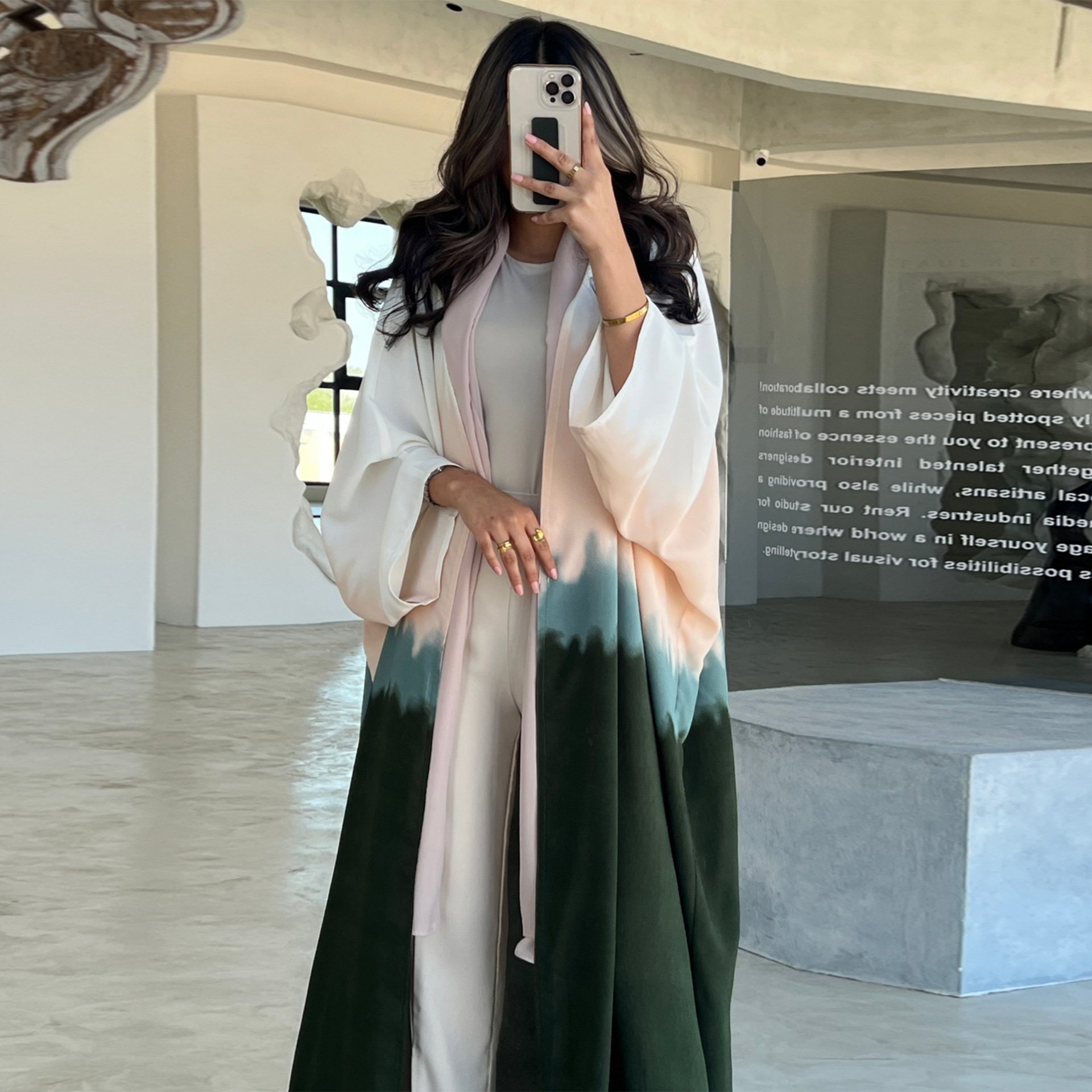 Summer New Front Open Abaya Cardigan Fashion Tie-Dye Color Kimono Clothing Dresses For Muslim Ladies Long Maxi Robe Kaftan Abaya