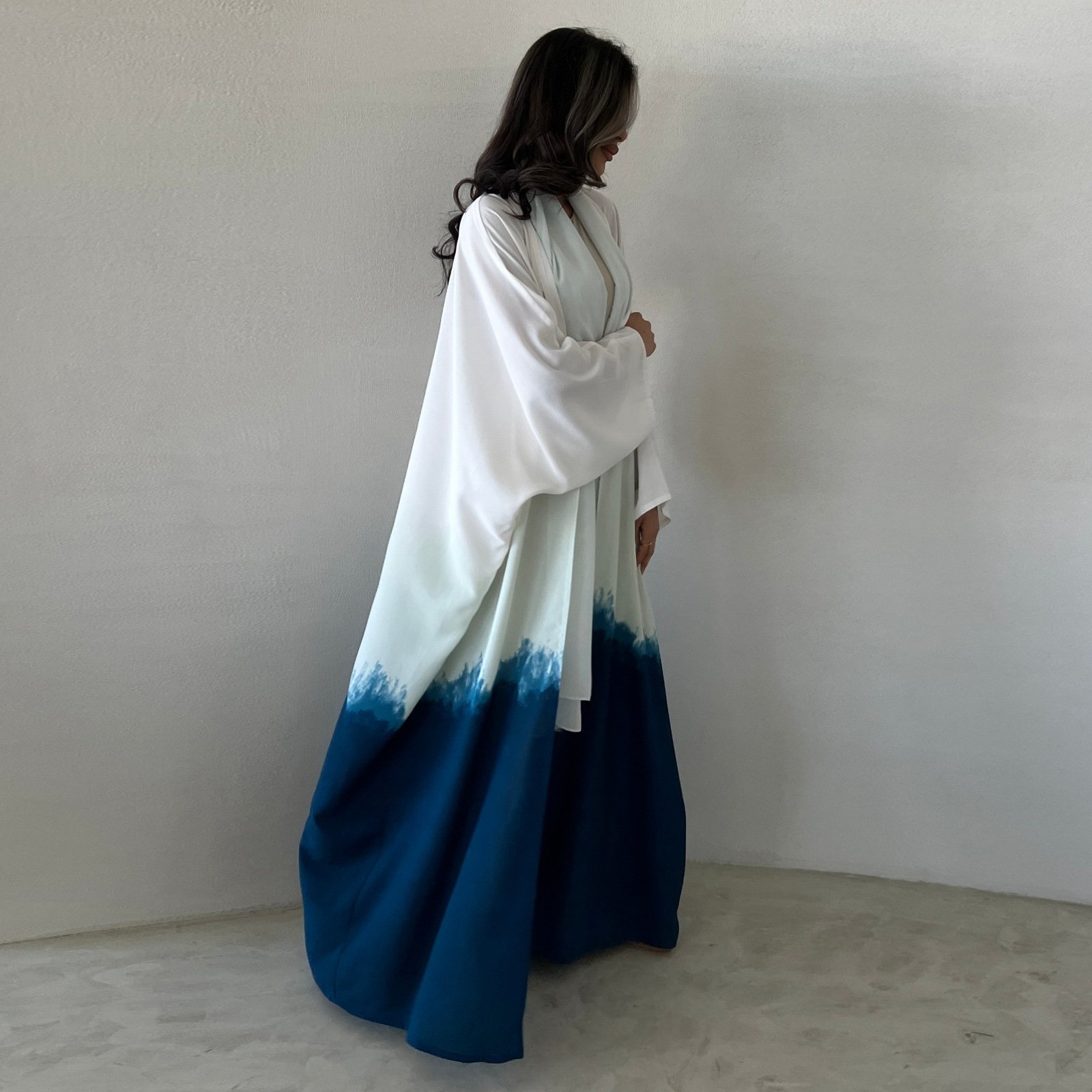 Summer New Front Open Abaya Cardigan Fashion Tie-Dye Color Kimono Clothing Dresses For Muslim Ladies Long Maxi Robe Kaftan Abaya