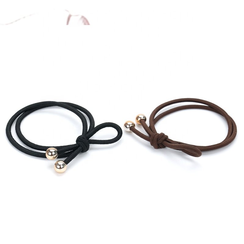 Hot Selling Korea Elastic Various color Knotted Nylon Bow Pearl Hand Bands Hair Ties l Hair Accessories