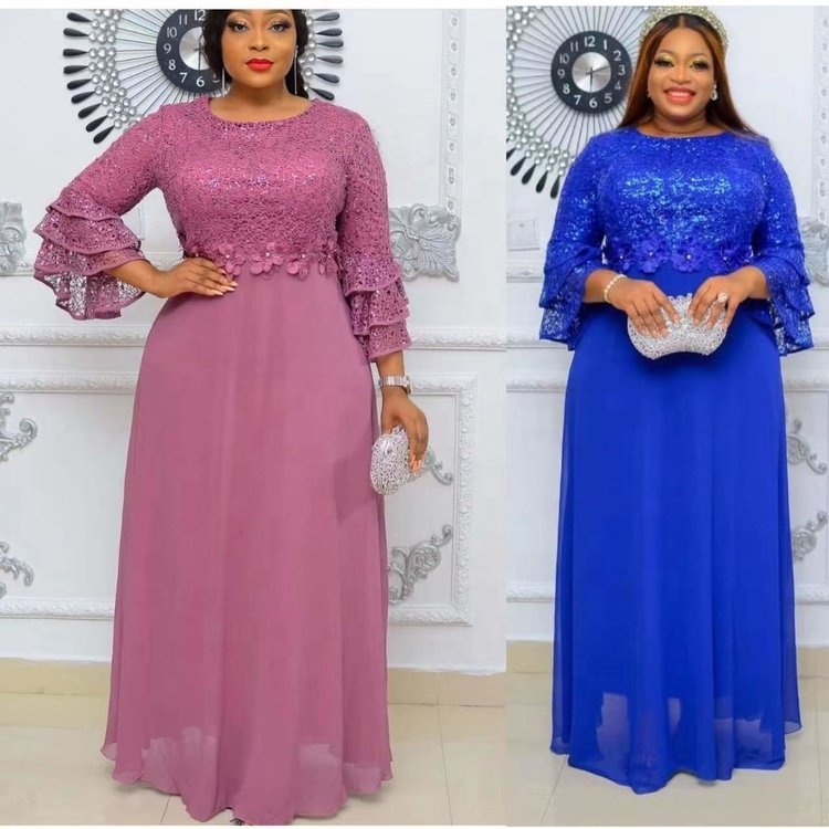 Party Clothing Sleeve Gowns Evening Women Dress Muslim Embroidery Lace Long Elegant African Half Ruffle Mesh Summer Stand