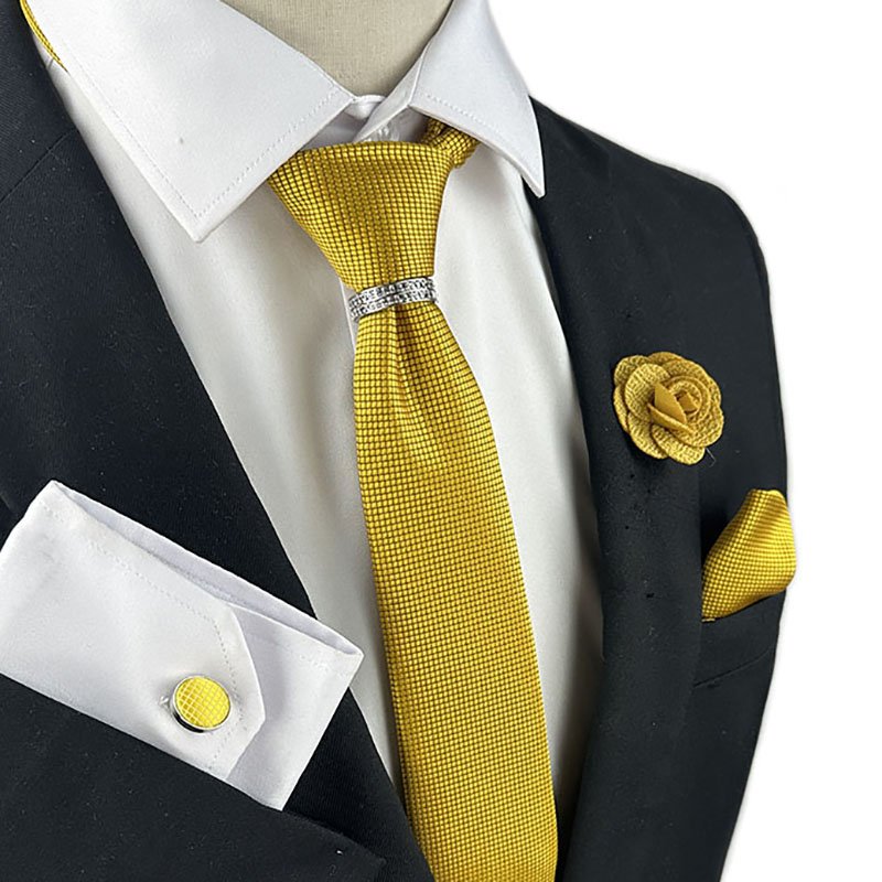 New Designer Men's Ties Luxury Wedding Ties For Silk Jacquard Woven Men Necktie Ring Brooch Cufflinks Hanky Set DiBanGu