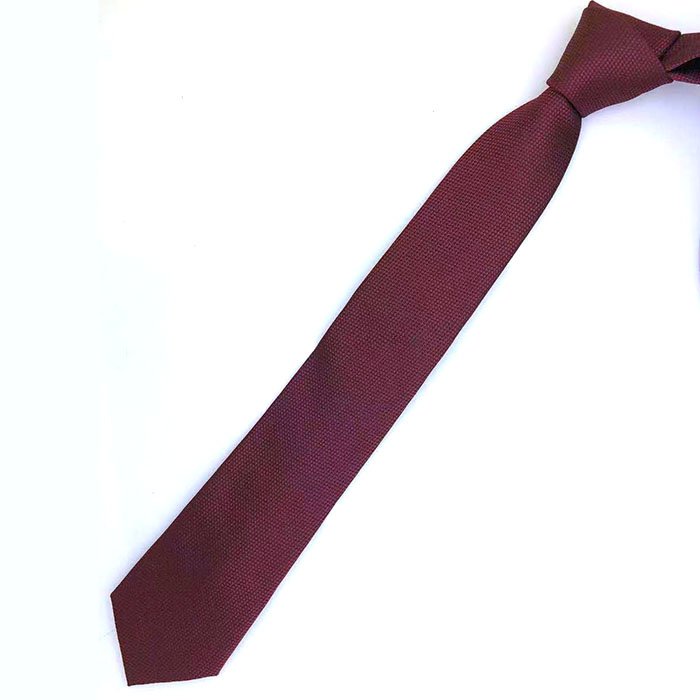 Solid Color Plain Polyester Neckties Fiery Red Mens Ties School Necktie Custom Logo Woven Jacquard
