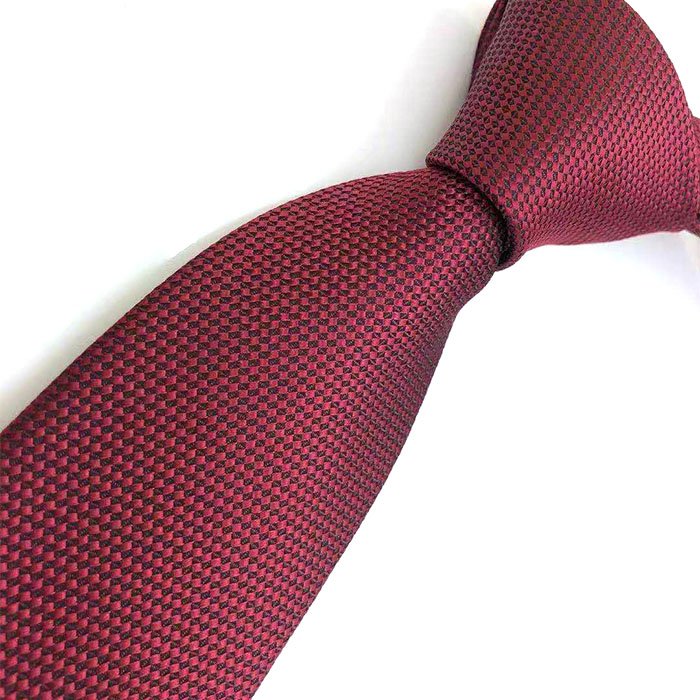 Solid Color Plain Polyester Neckties Fiery Red Mens Ties School Necktie Custom Logo Woven Jacquard