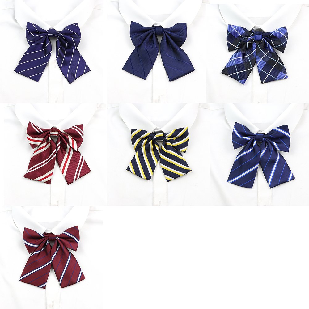 Quality College Style Girls Bowtie Striped Red Blue School JK Uniform Student Chic Handmade Collar Butterfly Shirt Accessories