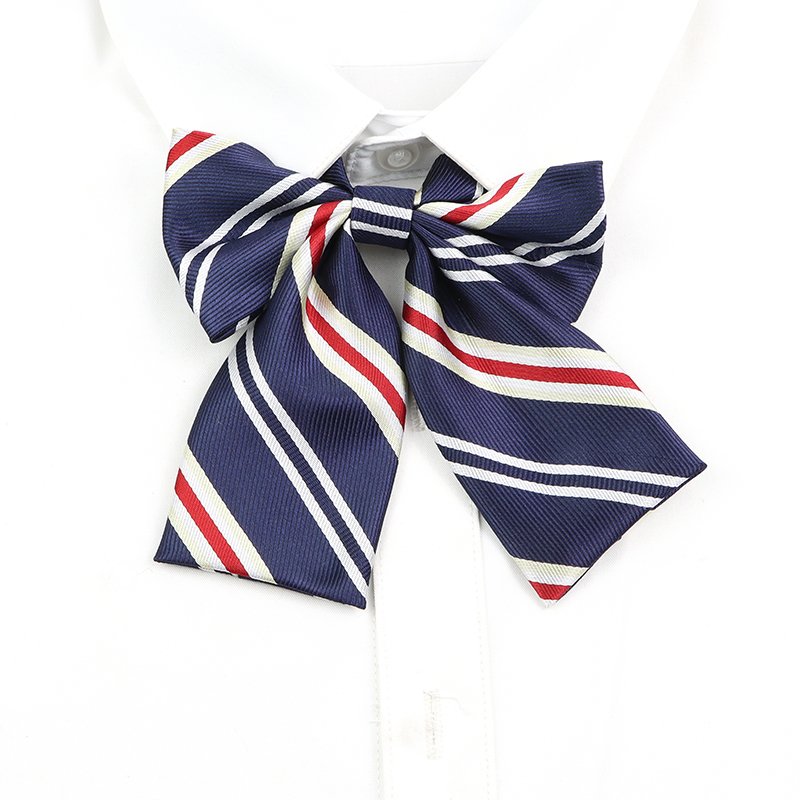 Quality College Style Girls Bowtie Striped Red Blue School JK Uniform Student Chic Handmade Collar Butterfly Shirt Accessories