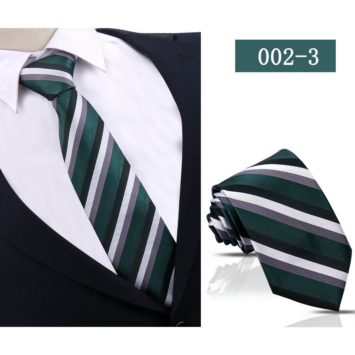 Popular Green Polyester School Tie Striped Italian Silk Neckties For Men