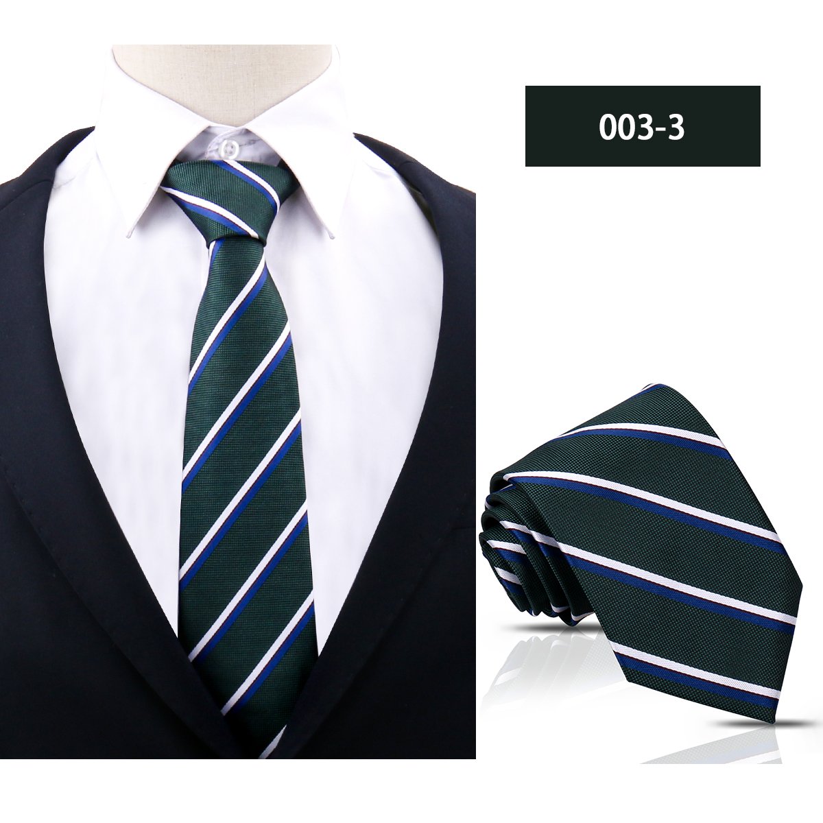 Popular Green Polyester School Tie Striped Italian Silk Neckties For Men