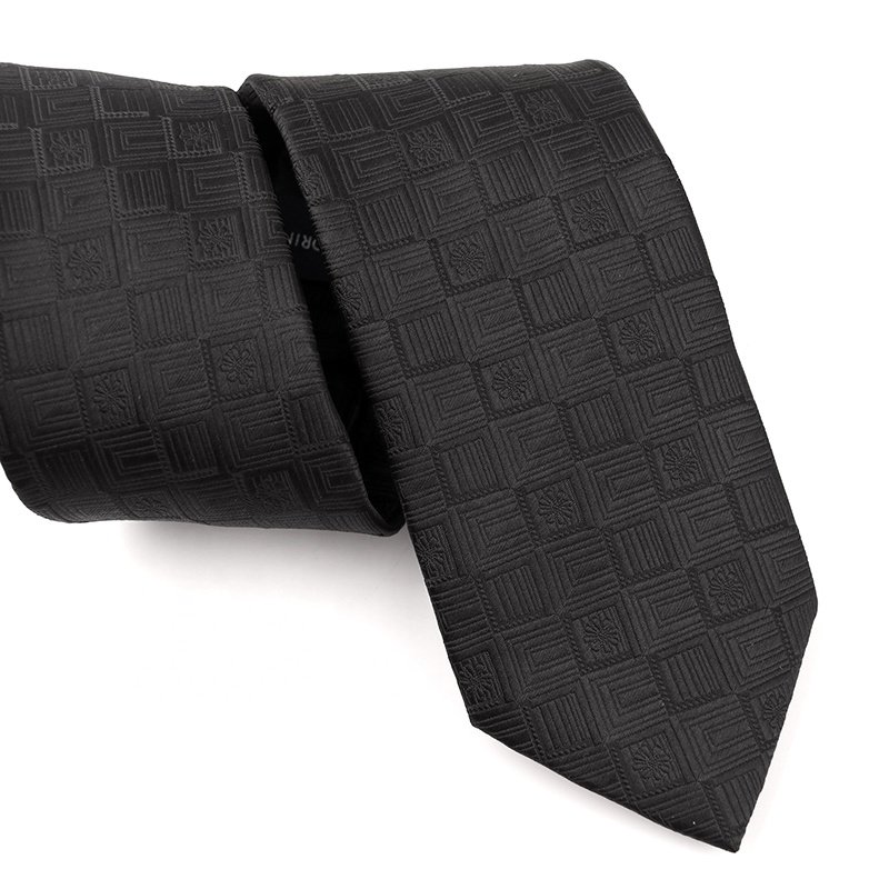 Factory Wholesale Mens Fashion Black Neckties High Quality 100% Polyester Ties For Men All Are In Stock