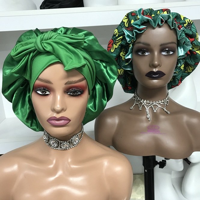 SALE satin silk tie bonnet with long band hair accessories braid bonnets and satin hair wraps bonnets with logo
