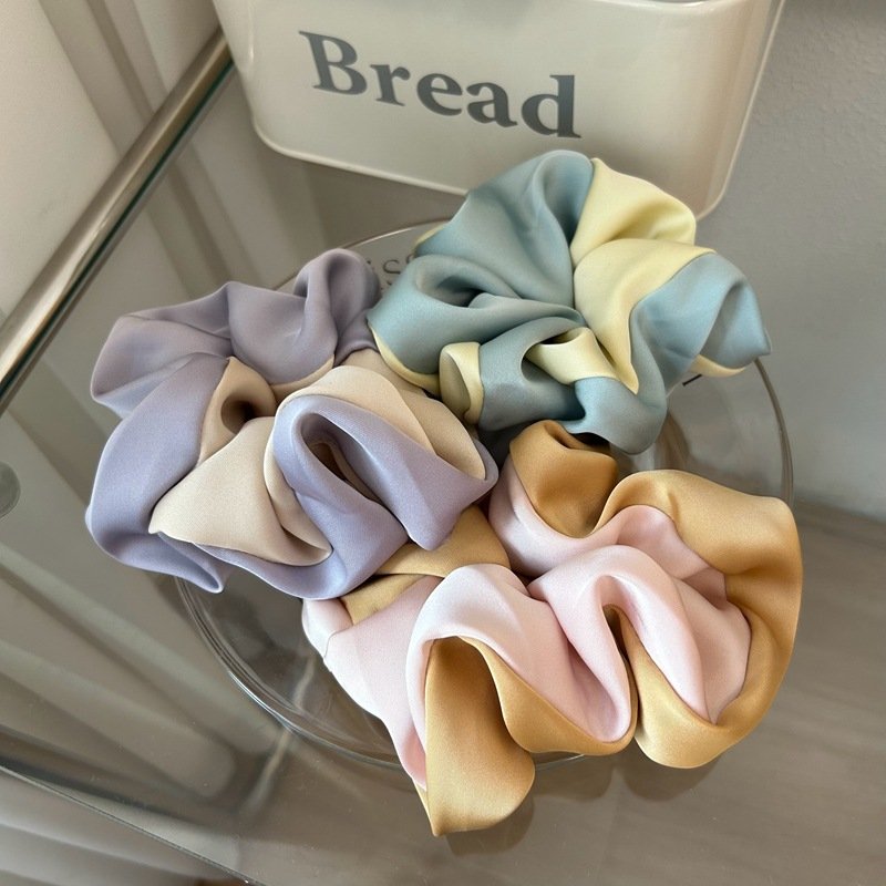 Satin color large intestine headband women's hair rope scrunchies Korean rubber band flower headband