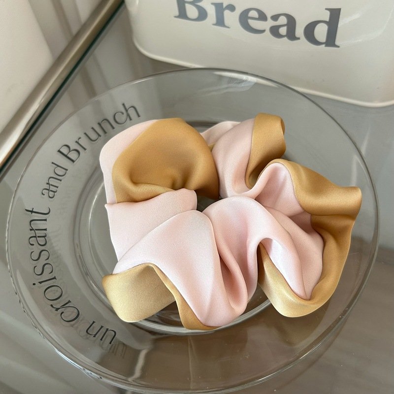 Satin color large intestine headband women's hair rope scrunchies Korean rubber band flower headband