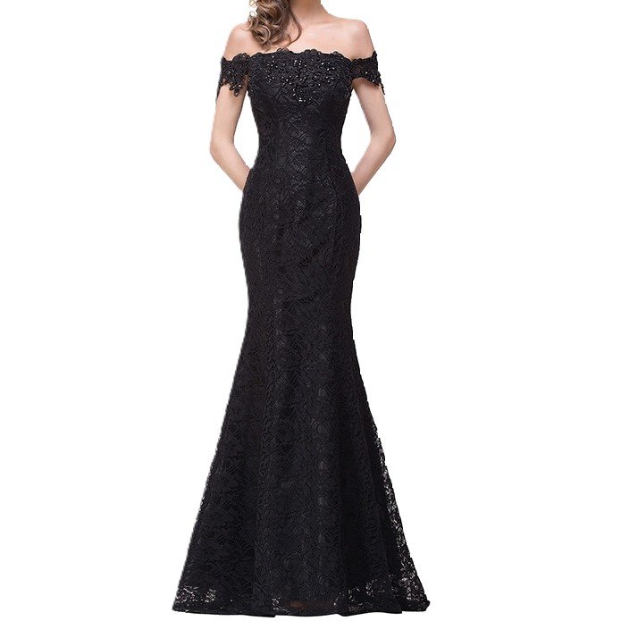 One shoulder sexy hip wrap fishtail dress long lace tie banquet evening dress bridal toast dress cheongsam women