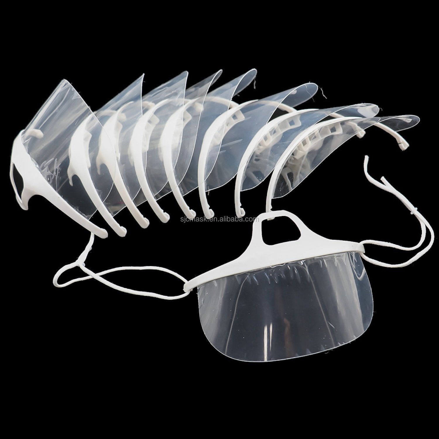 Mouth & Face Shield, Clear Anti-Fog, Adjustable Elastic Strap. PVC Plastic material, Transparent Waiter Chef Visor