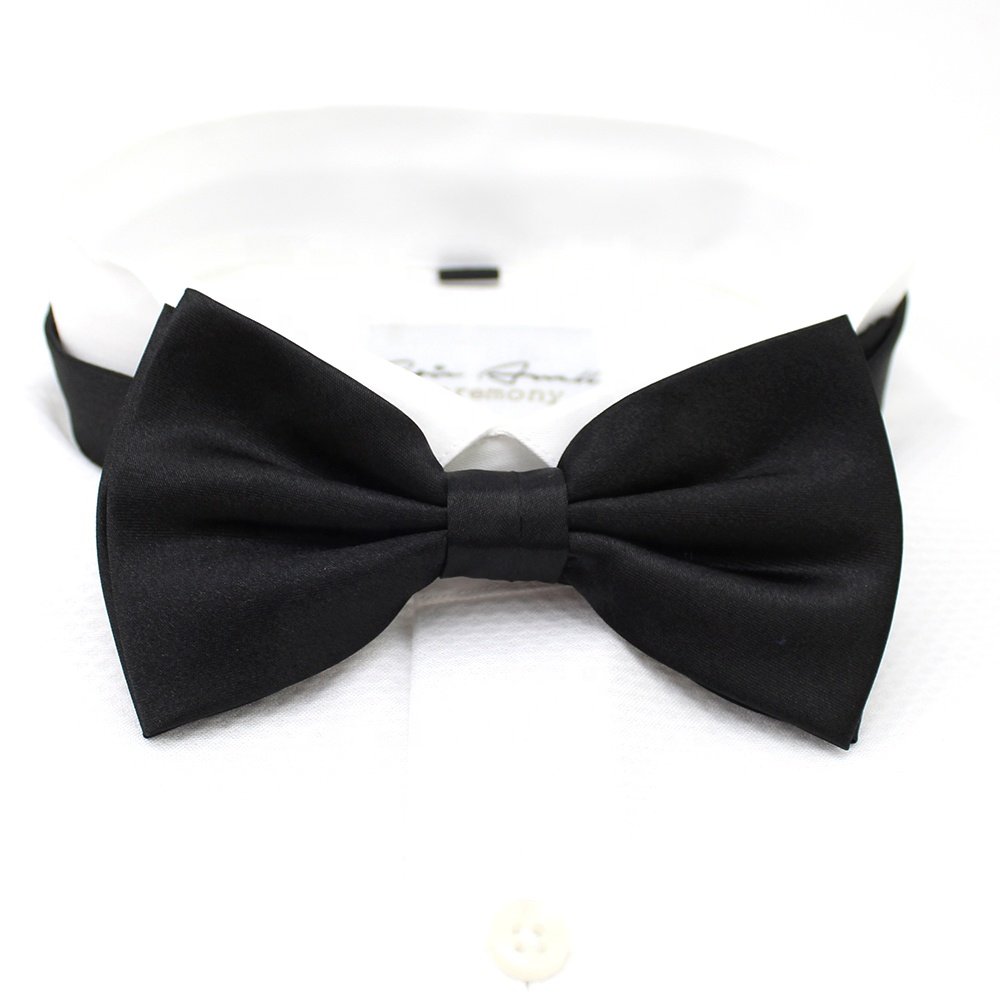 Gentleman Pretied Papillon Adjustable Morden Solid Black Butterfly Bow Tie Formal Satin Handmade Tuxedo Banquet Men's Bowties