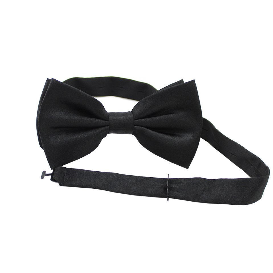 Gentleman Pretied Papillon Adjustable Morden Solid Black Butterfly Bow Tie Formal Satin Handmade Tuxedo Banquet Men's Bowties