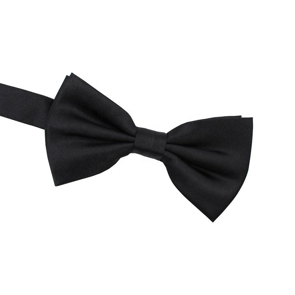 Gentleman Pretied Papillon Adjustable Morden Solid Black Butterfly Bow Tie Formal Satin Handmade Tuxedo Banquet Men's Bowties