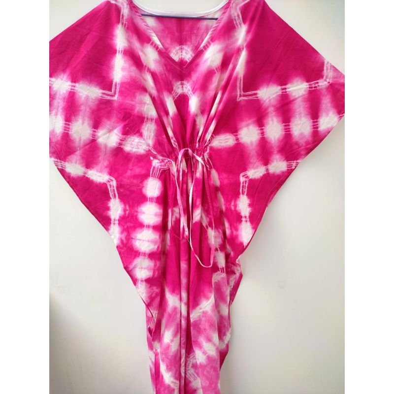 Wholesale Tie Dye Cottonserenity V-neck Tie Dye Kaftans Long Sleeves V Neckline Bohemian Long Cotton Kaftans Dress For Sale