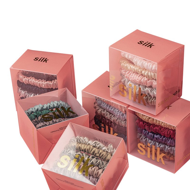 1cm Custom Box 6 pcs19mm Small Size Hair Silk Scrunchies Hair Ties Hair Band 100% Mulberry Silk Scrunchies