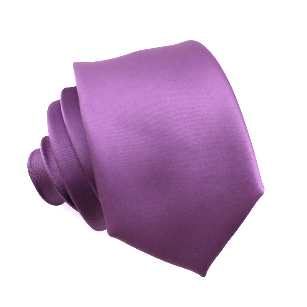 Wholesale Custom Necktie Bespoke Orchid Polyester Microfiber Woven Satin Lilac Lavender Solid Color Men Light Purple Tie For Men