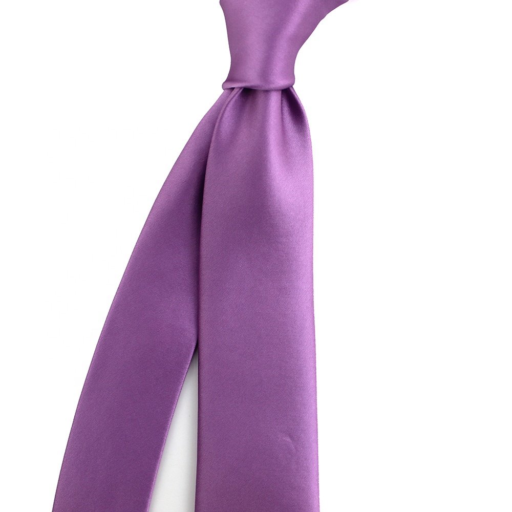 Wholesale Custom Necktie Bespoke Orchid Polyester Microfiber Woven Satin Lilac Lavender Solid Color Men Light Purple Tie For Men