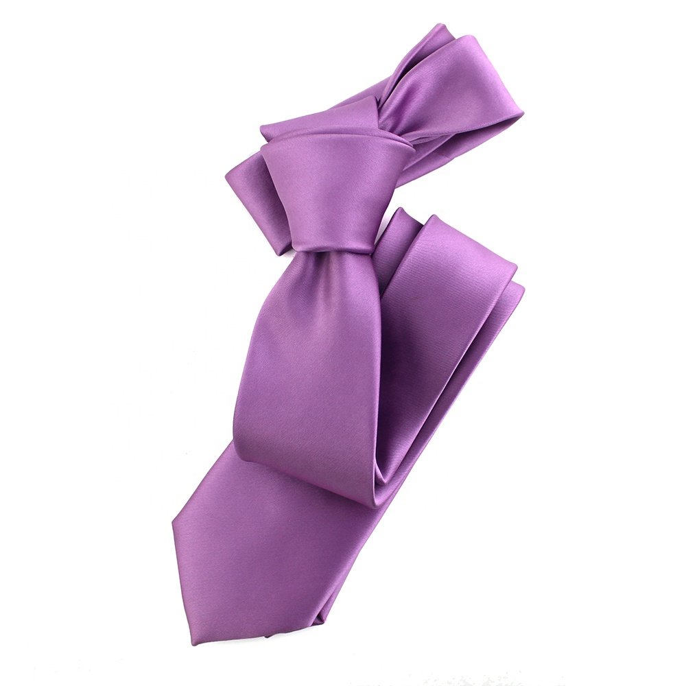 Wholesale Custom Necktie Bespoke Orchid Polyester Microfiber Woven Satin Lilac Lavender Solid Color Men Light Purple Tie For Men