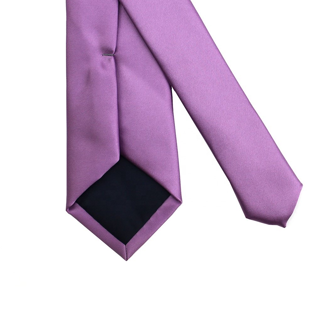Wholesale Custom Necktie Bespoke Orchid Polyester Microfiber Woven Satin Lilac Lavender Solid Color Men Light Purple Tie For Men