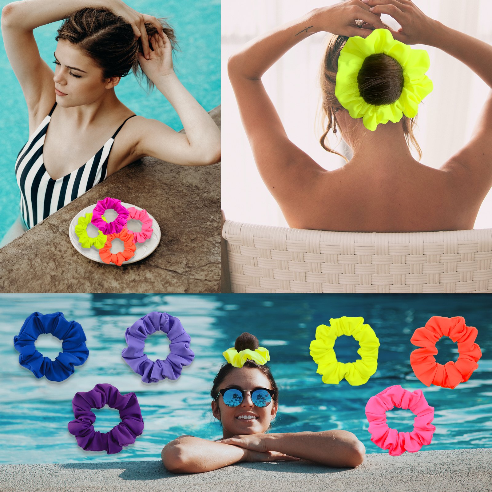 CHENGHE Custom new style summer swim scrunchies elastic hair band for women designer high quality satin silk scrunchies
