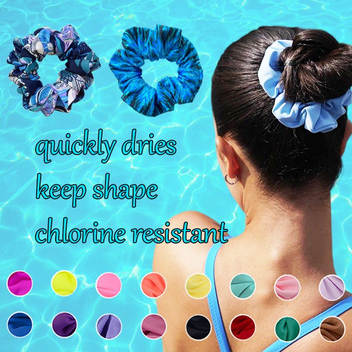CHENGHE Custom new style summer swim scrunchies elastic hair band for women designer high quality satin silk scrunchies
