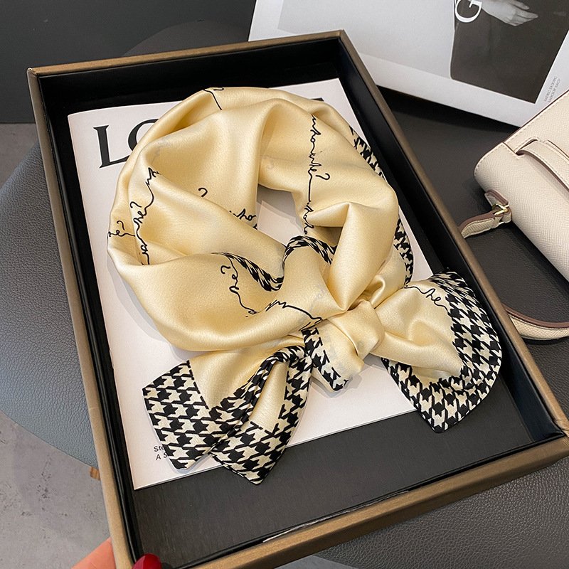 Summer Digital Print Luxury Woman Polyester Scarves Custom Printed Personalized 150*15cm Long Square 100% Satin Silk Hijab Scarf