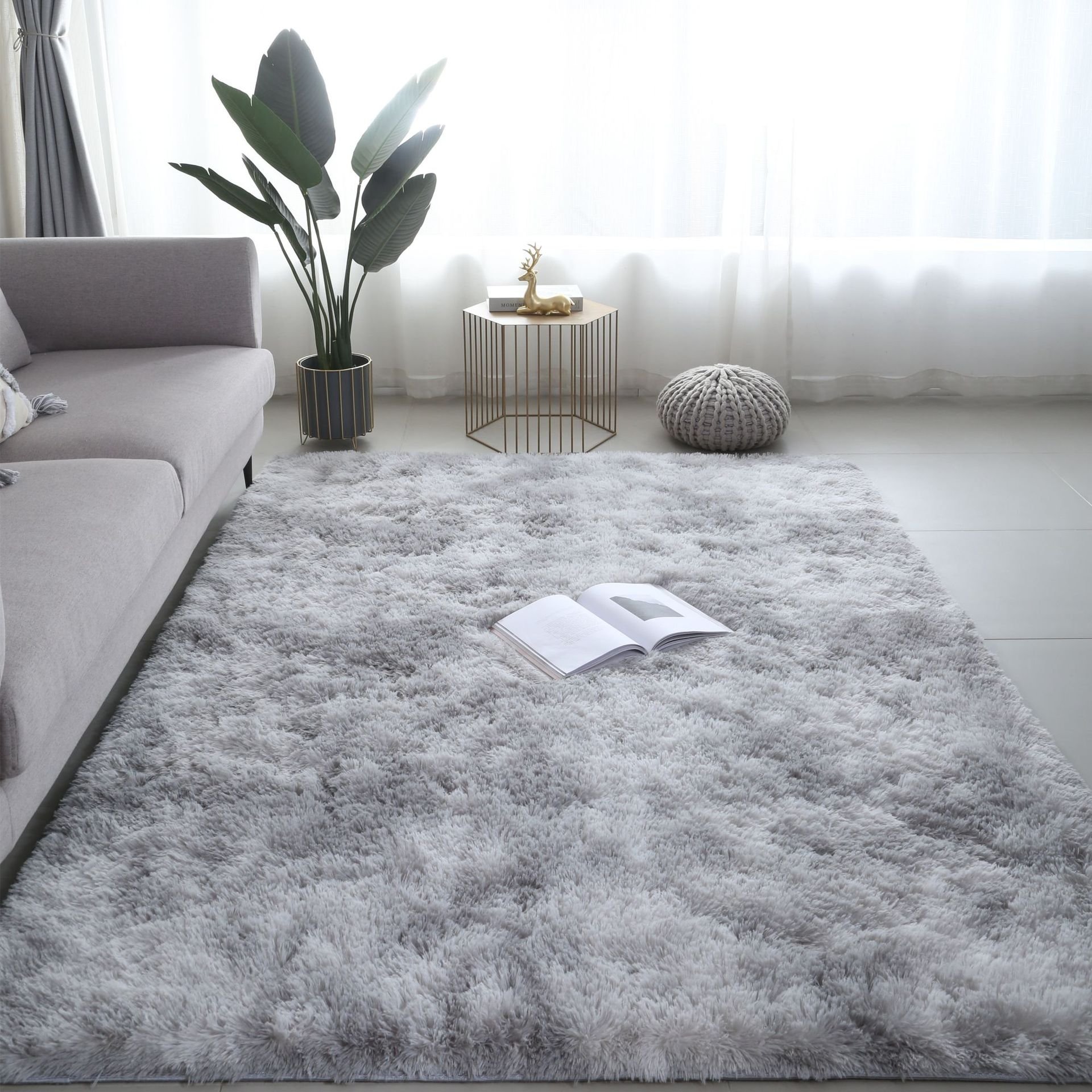 Tie dye gradient velvet carpet living room coffee table pad bedside long hair washable full spread bedroom Nordic ins