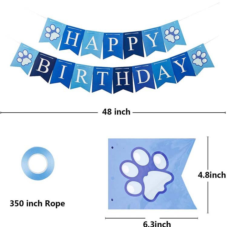 Pet Birthday Decoration Set Dog Paw Pull Flag Birthday Hat Pet Balloon Bow Tie Party Decoration Supplies