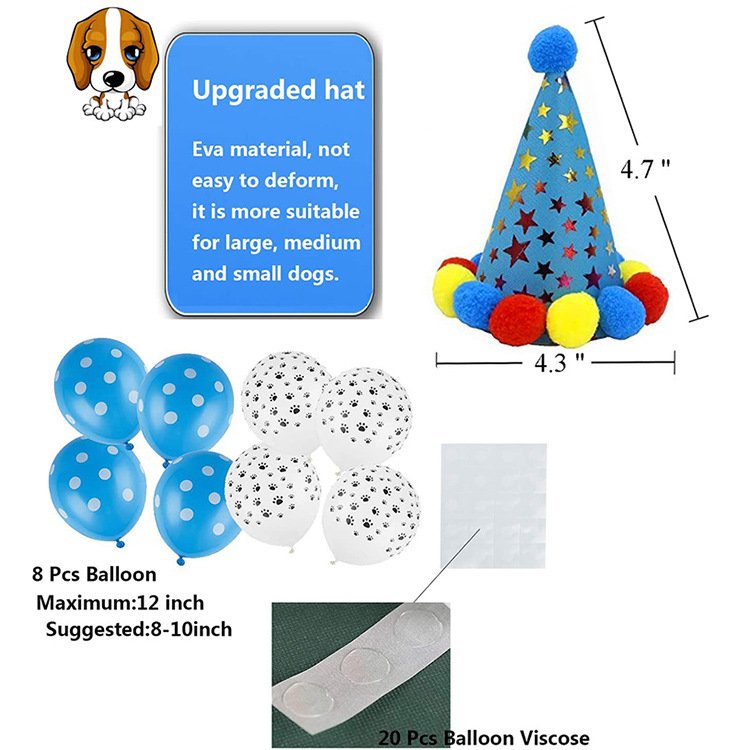Pet Birthday Decoration Set Dog Paw Pull Flag Birthday Hat Pet Balloon Bow Tie Party Decoration Supplies