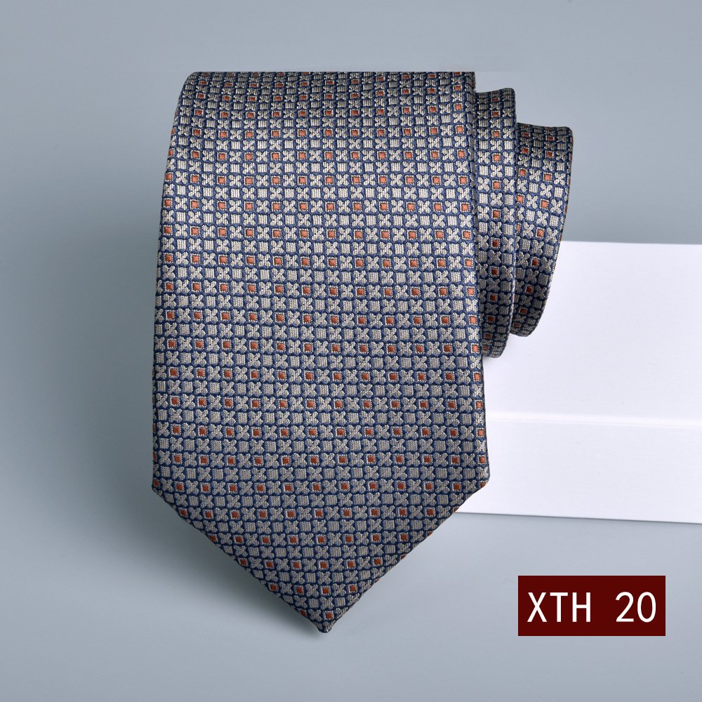 Business stripe Polyester silk Textile Necktie Woven flower wedding suit 8CM JACQUARD Men's Tie Neck Regular color Ties italy