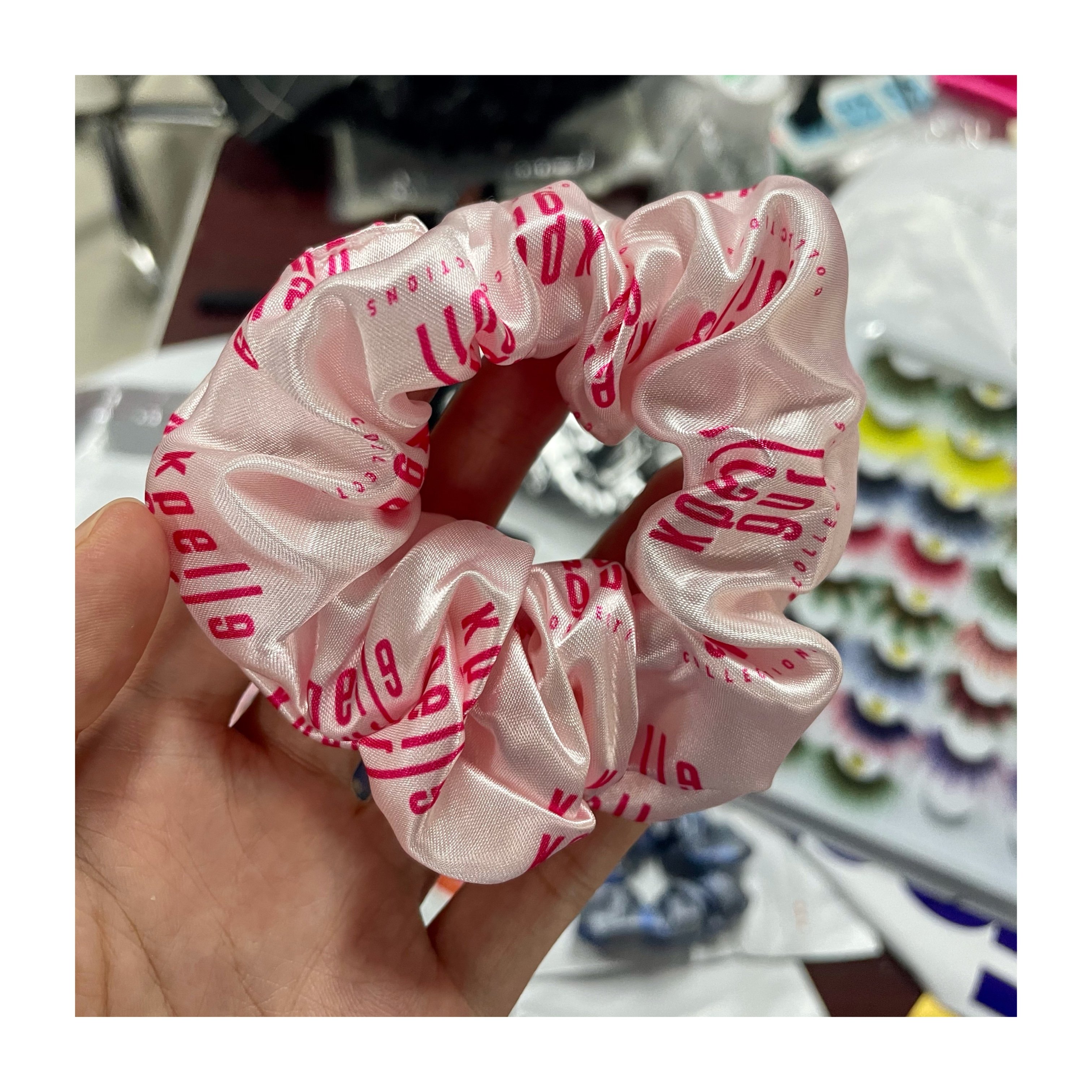 Factory price solid color hair ties women custom silk hair scrunchies with logo