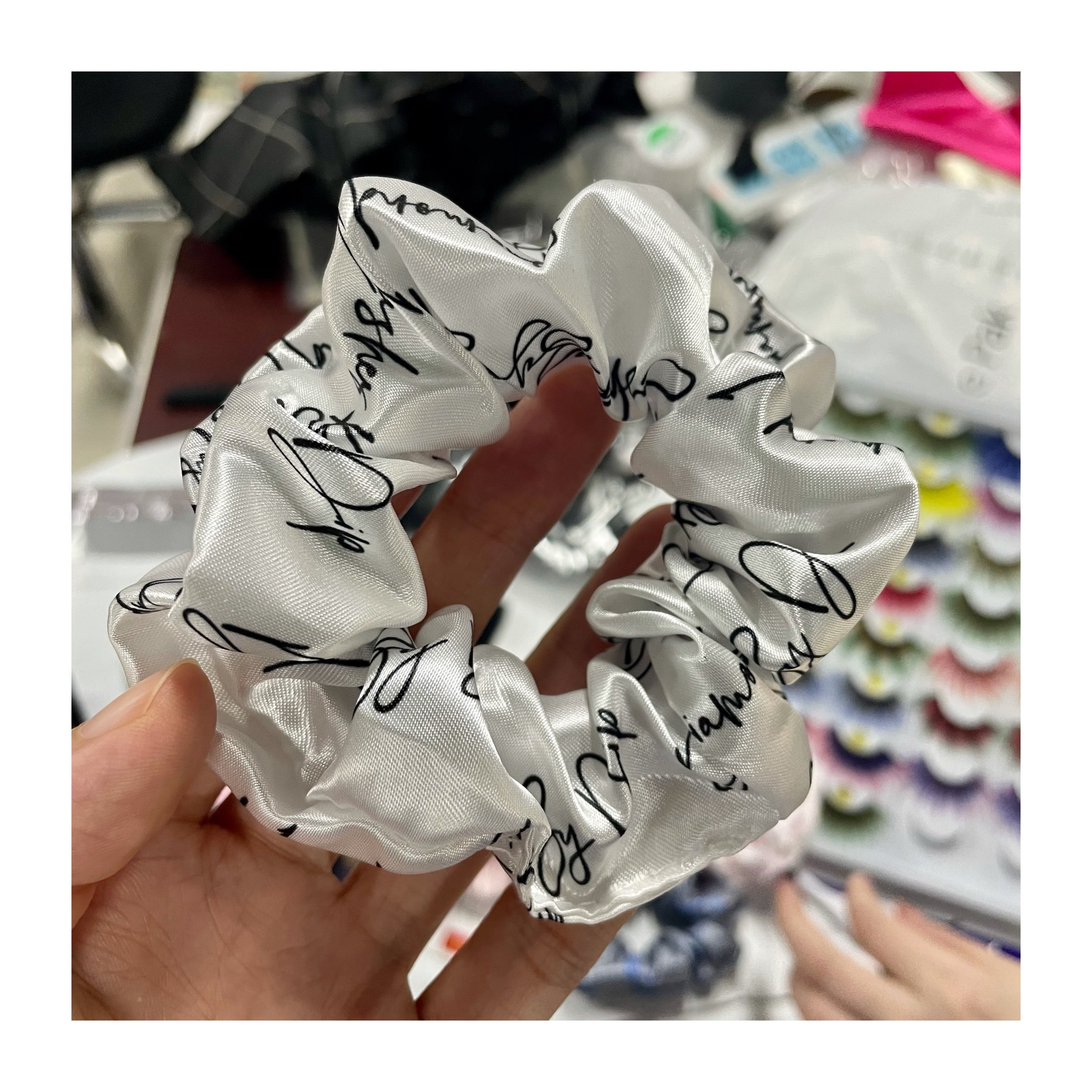 Factory price solid color hair ties women custom silk hair scrunchies with logo