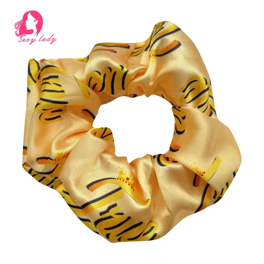 Factory price solid color hair ties women custom silk hair scrunchies with logo