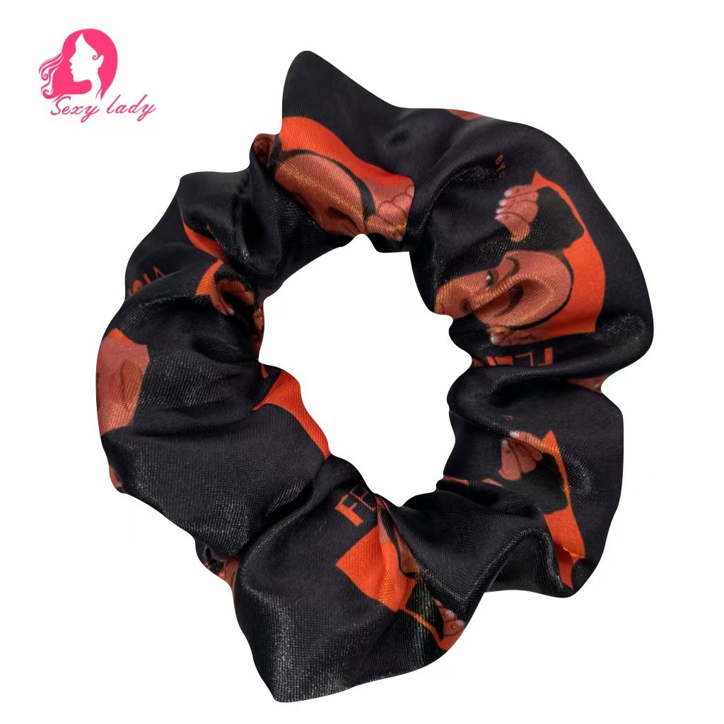 Factory price solid color hair ties women custom silk hair scrunchies with logo