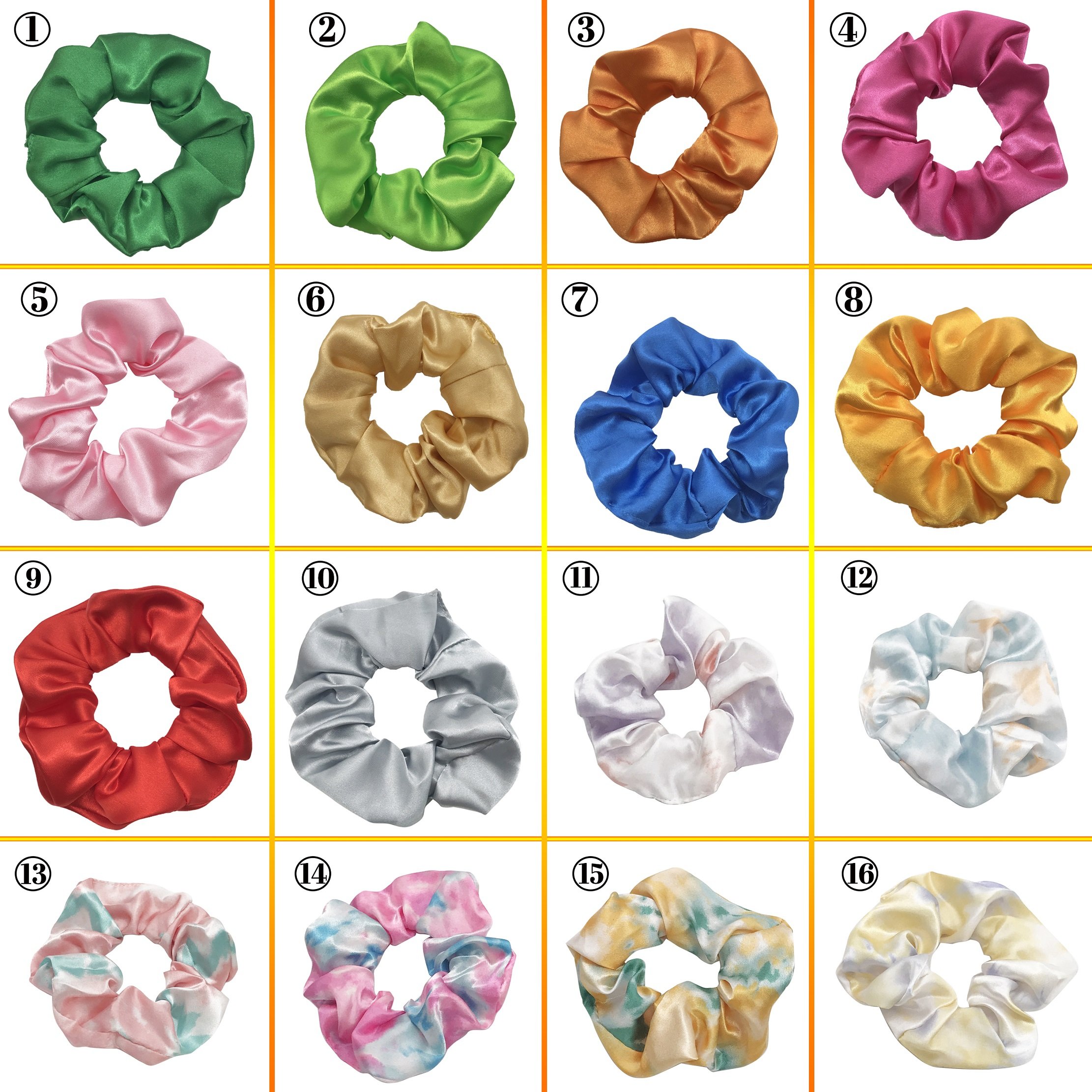 Factory price solid color hair ties women custom silk hair scrunchies with logo