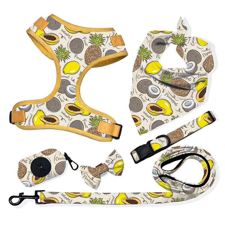 Oxford material dog harness match collars and leash luxury designer sublimation pet dog poop bag bandana dog harness