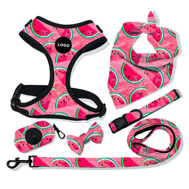 Oxford material dog harness match collars and leash luxury designer sublimation pet dog poop bag bandana dog harness