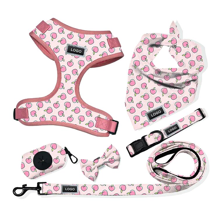 Oxford material dog harness match collars and leash luxury designer sublimation pet dog poop bag bandana dog harness