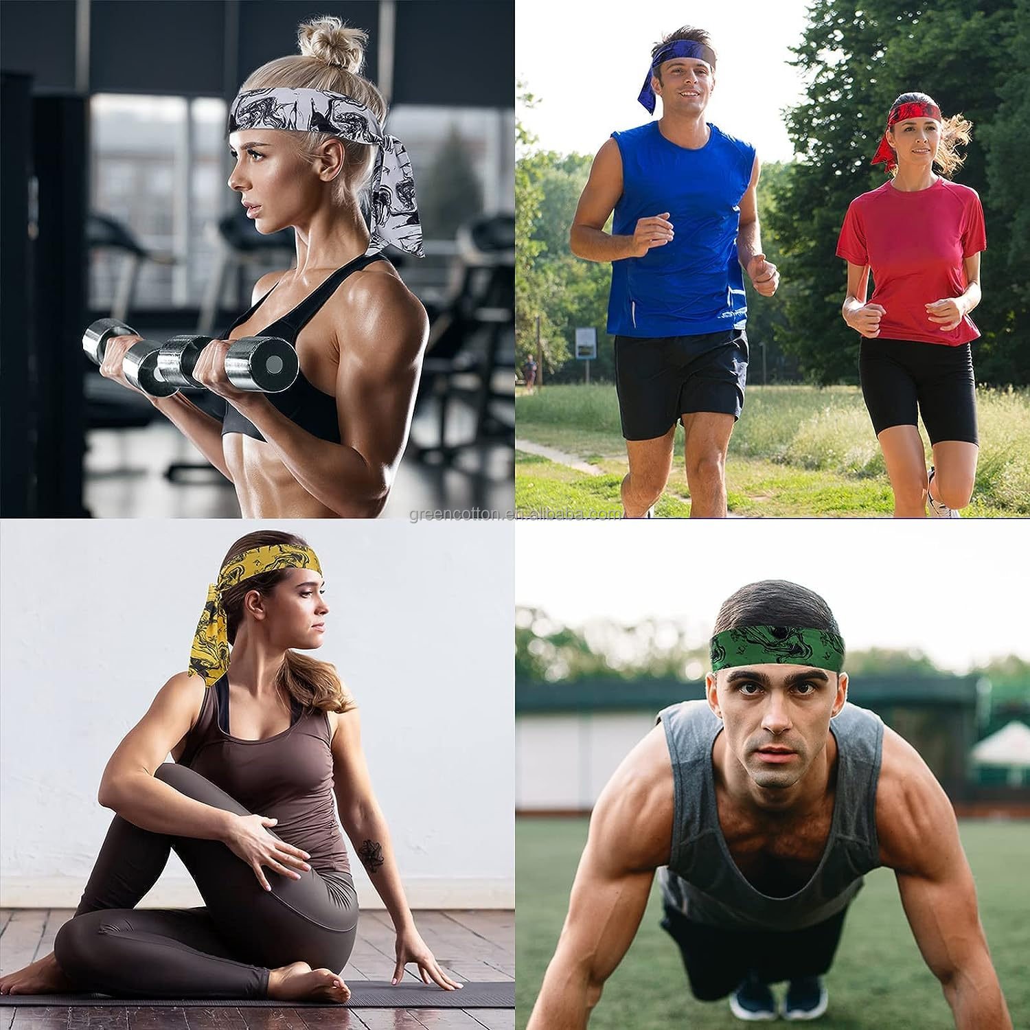 Custom Logo Tie On Sports Tennis Basketball Running Sweat Adjustable Elastic Bandana Sweatbands Athletic Hair Wrap Headbands