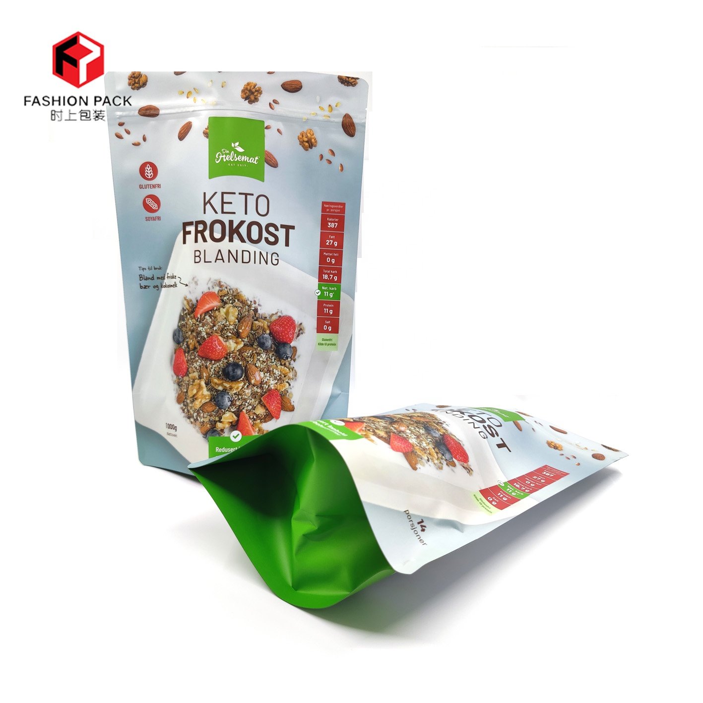Custom printed aluminum foil poly bag ziplock plastic packing bag for food product packaging