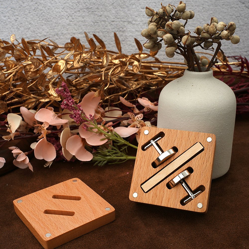 Custom engrave logo Wedding accessories Gifts white beech tie clip wooden cufflinks set box set for men