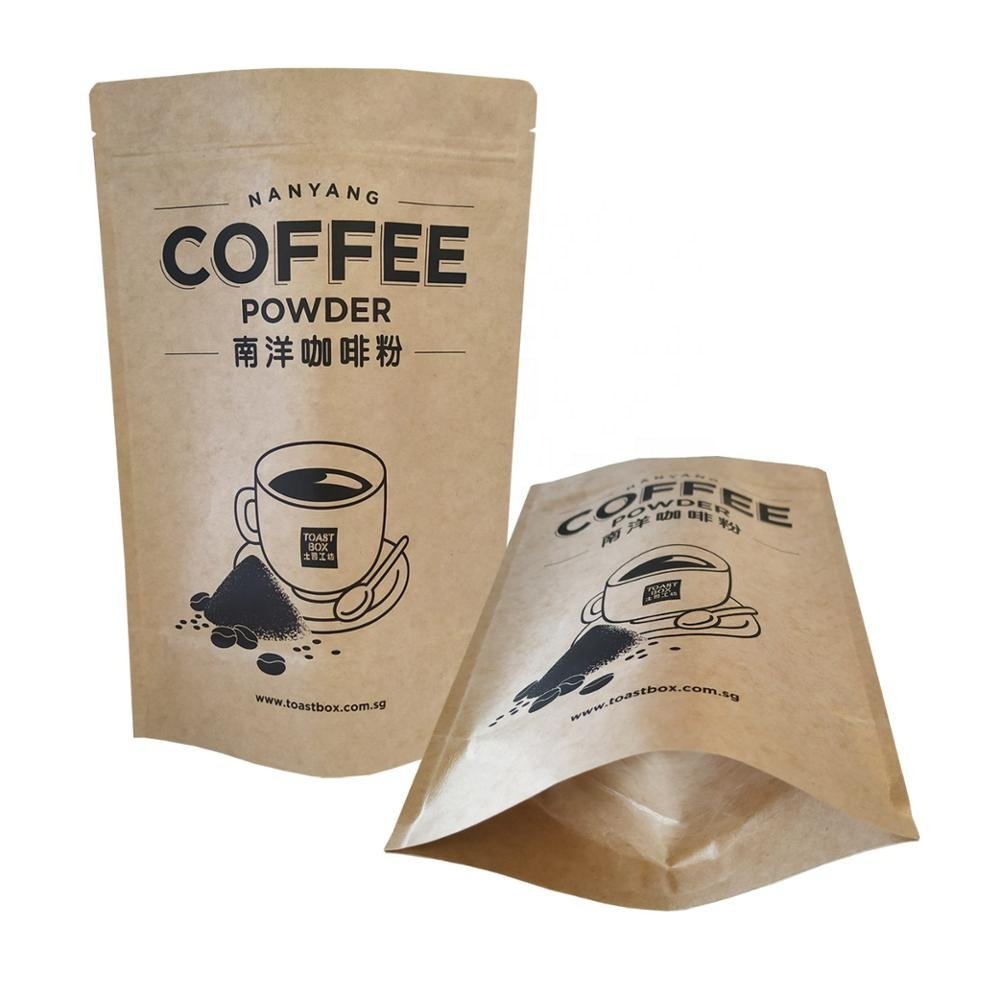 Custom Printed Aluminum Foil Matcha Powder Coffee Tea Stand Up Kraft Paper Mylar Ziplock Pouch