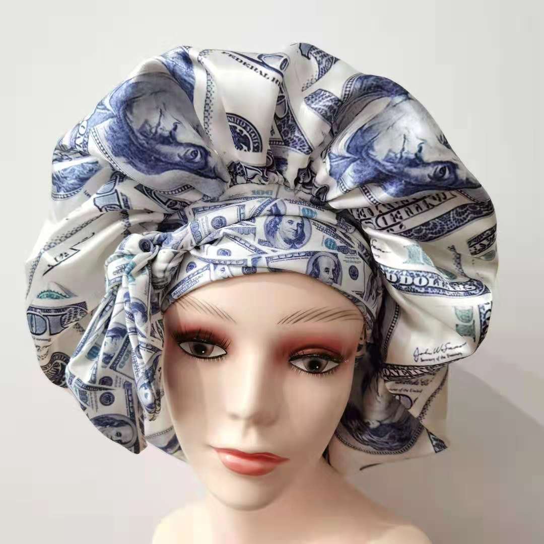 High Quality Custom Long Large Braid Hair Head Sleeping Stain Bonnets And Satin Hair Wraps With Tie