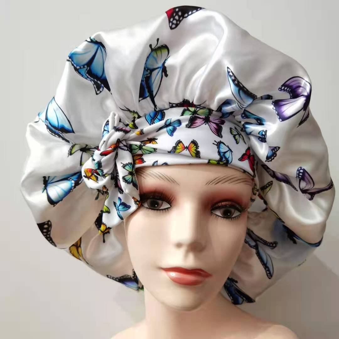 High Quality Custom Long Large Braid Hair Head Sleeping Stain Bonnets And Satin Hair Wraps With Tie